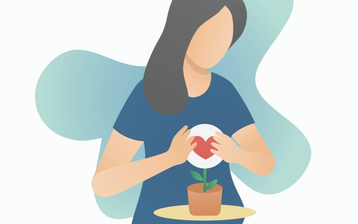 egosimul bun - femeie plantând o inimă