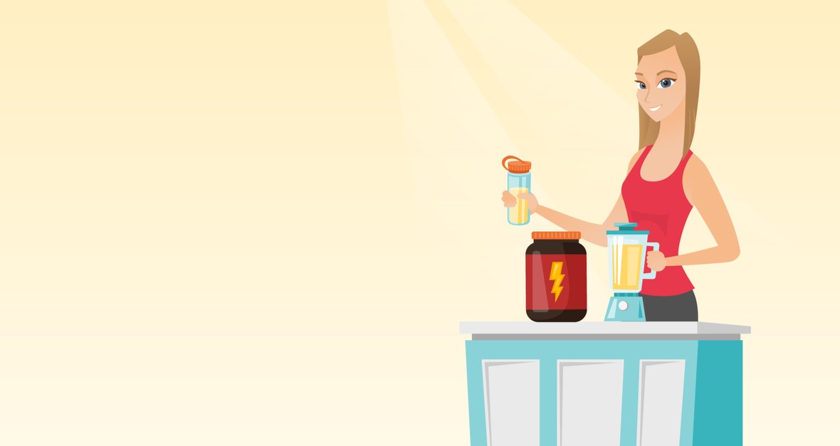 dieta cambridge rezultate si efecte secundare. femeie slaba care isi prepara un shake proteic la blender
