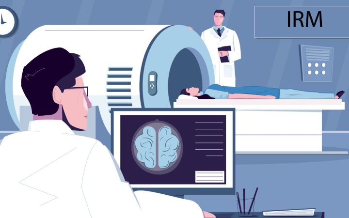 ce este un rmn abdominal cerebral pregatire. Femeie la RMN cu tehnician si medic