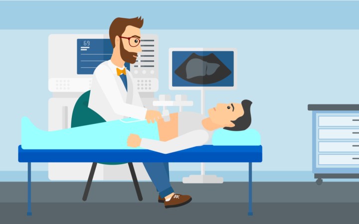 ecografie abdominala indicatii durata pret riscuri. Barbat la ecografie abdominala pentru examinarea ficatului