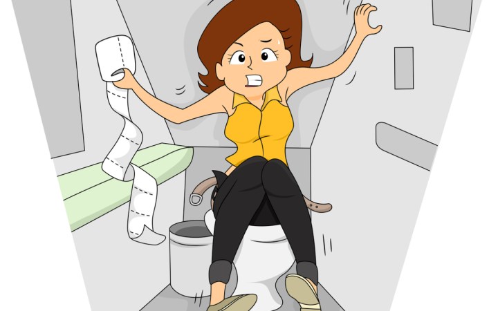 constipatie cauze tratament complicatii preventie. femeie pe toaleta care se chinuieste sa elimine bolul fecal