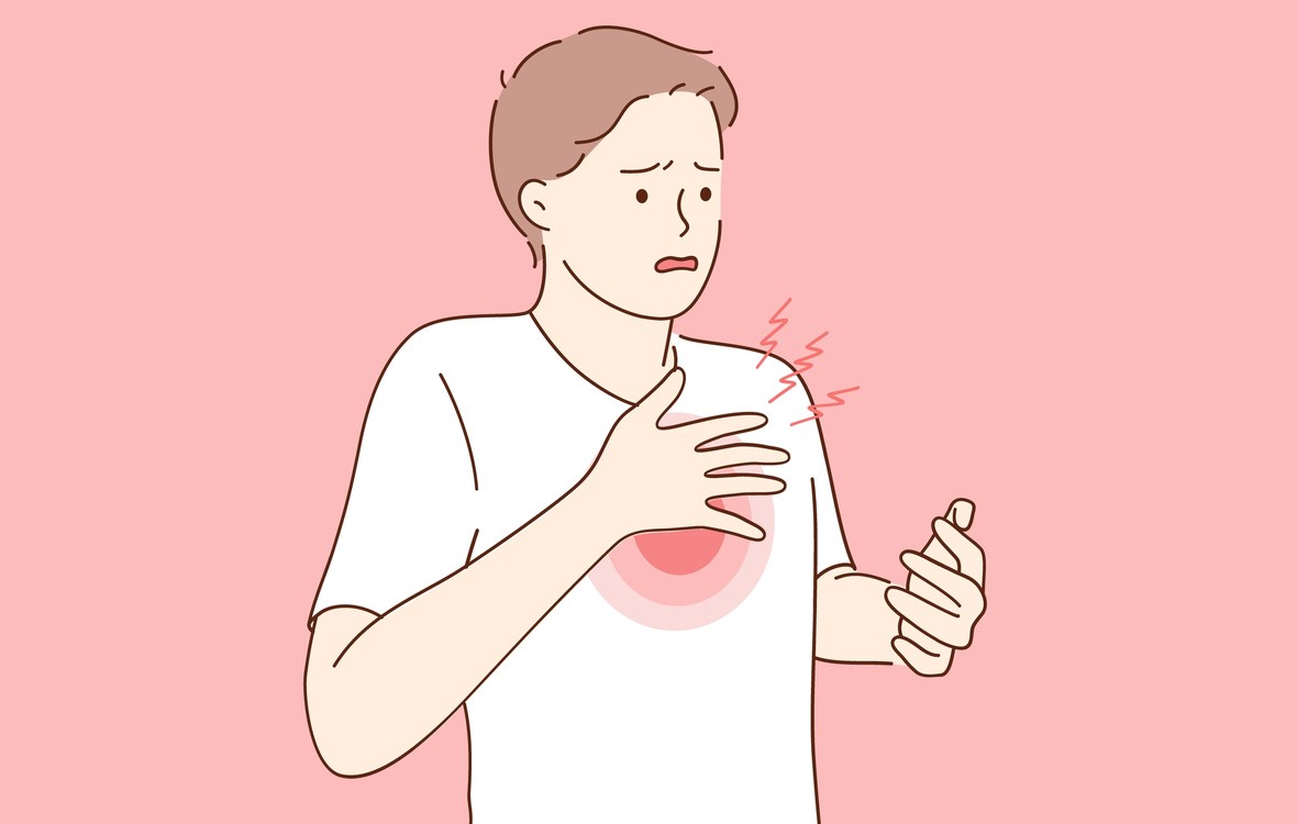 cum se simte angina pectorala si cum se deosebeste de infarct. barbat cu durere in piept