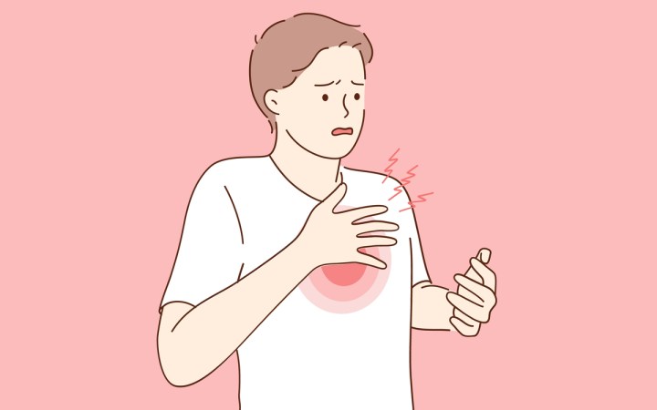 cum se simte angina pectorala si cum se deosebeste de infarct. barbat cu durere in piept