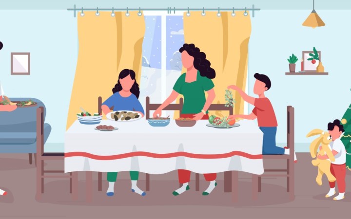 aperitive de craciun si revelion care nu pica greu usor de facut. familie la masa de Craciun