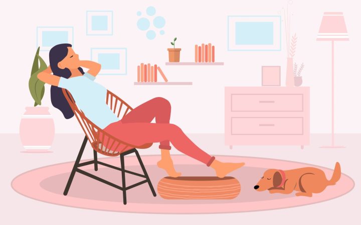 Femeie satisfăcând nevoia de relaxare prin odihnă