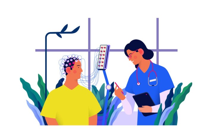 electroencefalograma cand e necesara pregatire si interpretare. barbat cu electrozi pe scalp