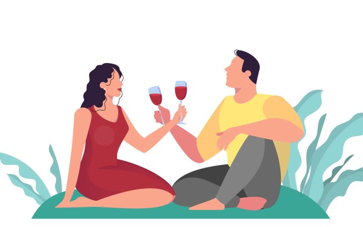 doi adulți consumând alcool moderat