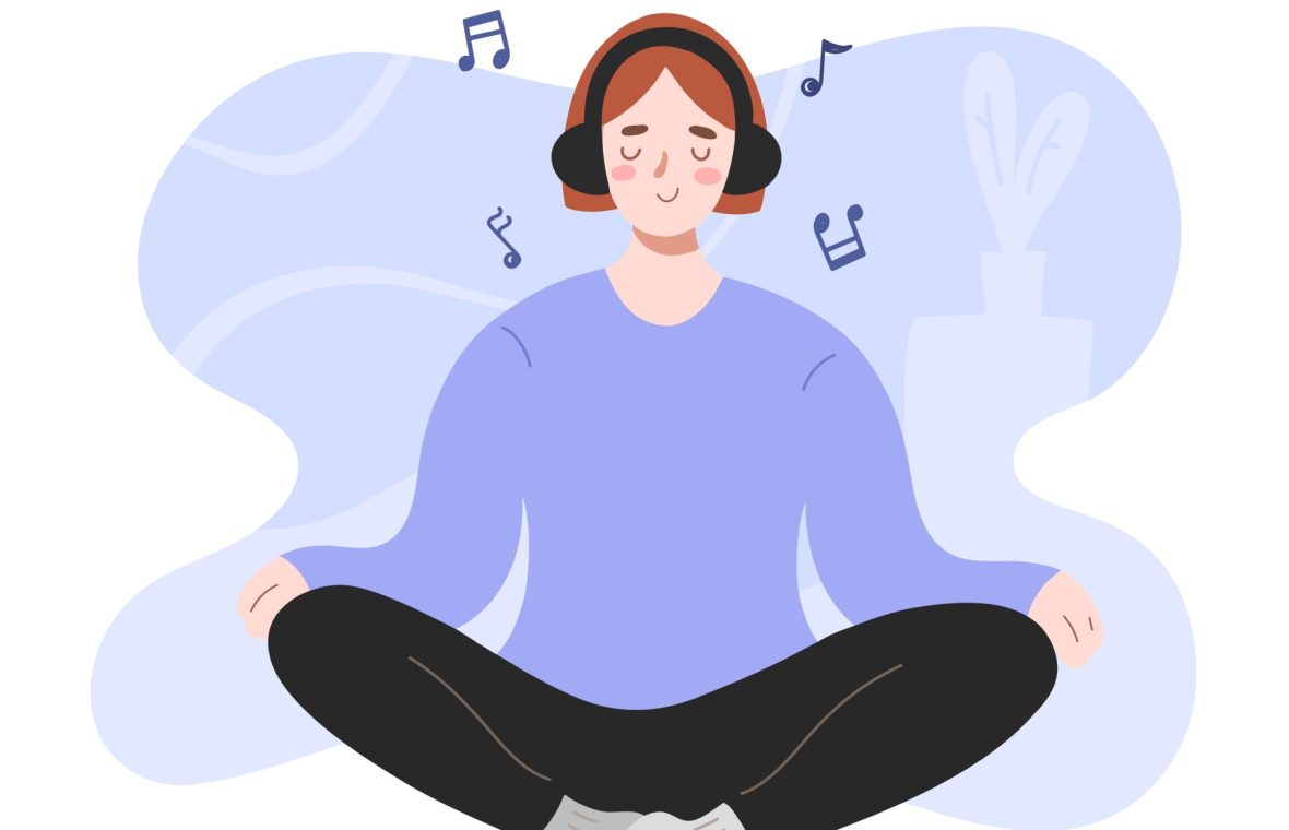 femeie care ascultă muzică. Terapia prin muzică este aplicată într-o varietate de afecțiuni, de la depresie, anxietate și stres, până la boli cardiace sau dureri cronice