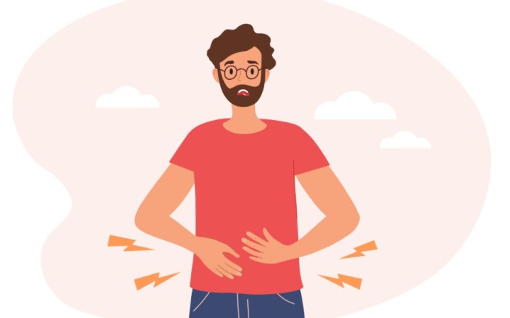 4 simptome de cancer colorectal la tineri. barbat cu dureri abdominale
