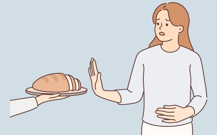 glutenul e usor sa confunzi alergia la gluten cu intoleranta si cu boala celiaca. femeie care refuză pâinea