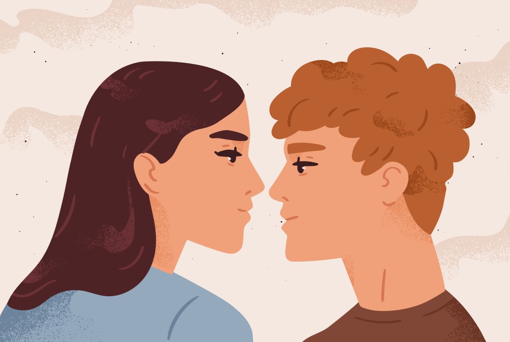 viata sexuala a adolescentilor. doi adolescenti care se privesc in ochi
