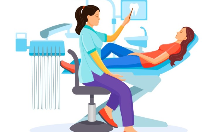 măsele de minte. femeie la dentist