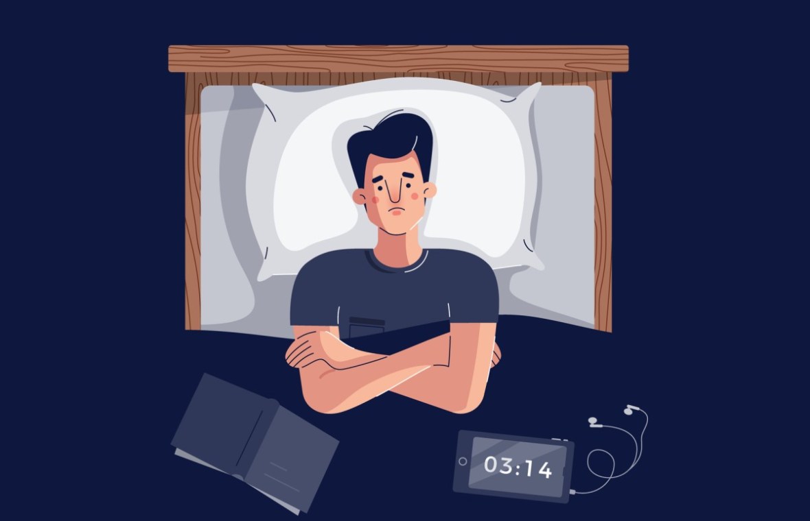 nu pot să adorm. barbat cu insomnie