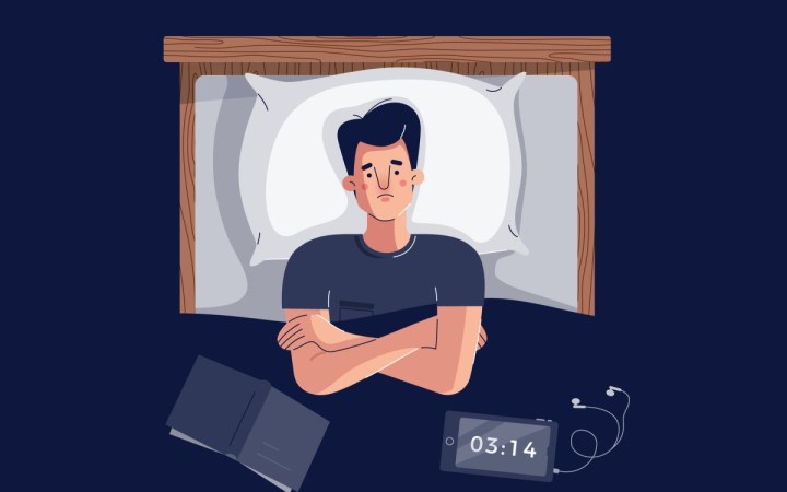nu pot să adorm. barbat cu insomnie