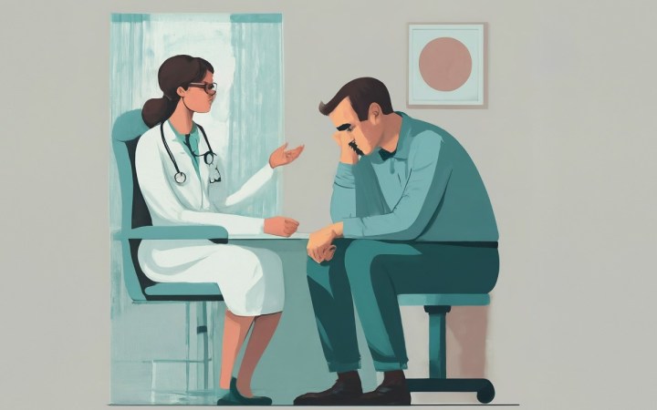 redenumirea cancerului. barbat trist primeste vesti proaste de la medic