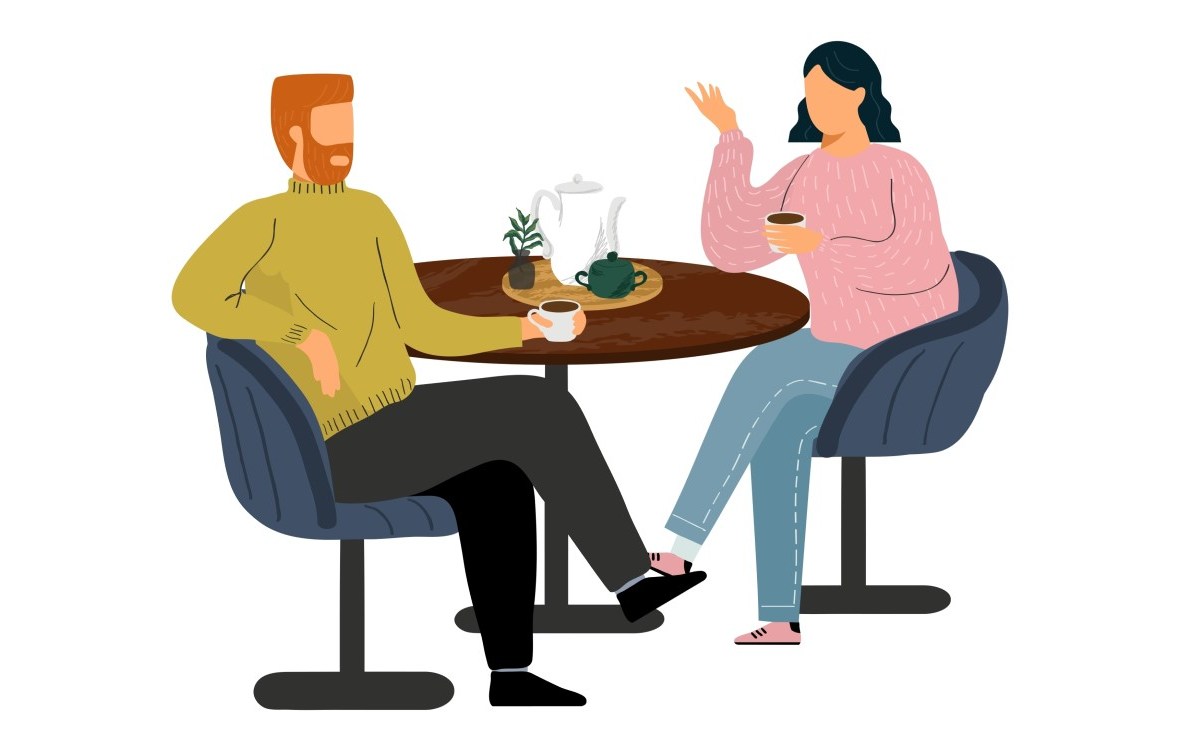 nemultumiri in cuplu cum le comunicam asertiv. Cuplu care discuta despre probleme la cafea
