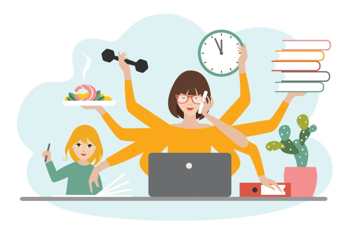 analize în caz de stres. femeie multitasking
