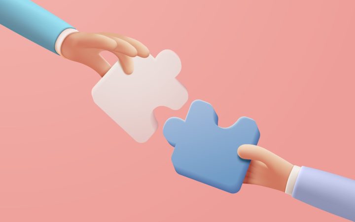 cooperarea - piese de puzzle reprezentând rolul cooperării