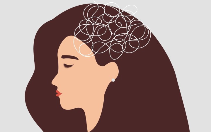 creierul femeilor la menstruație. Femeie tristă cu creier încâlcit