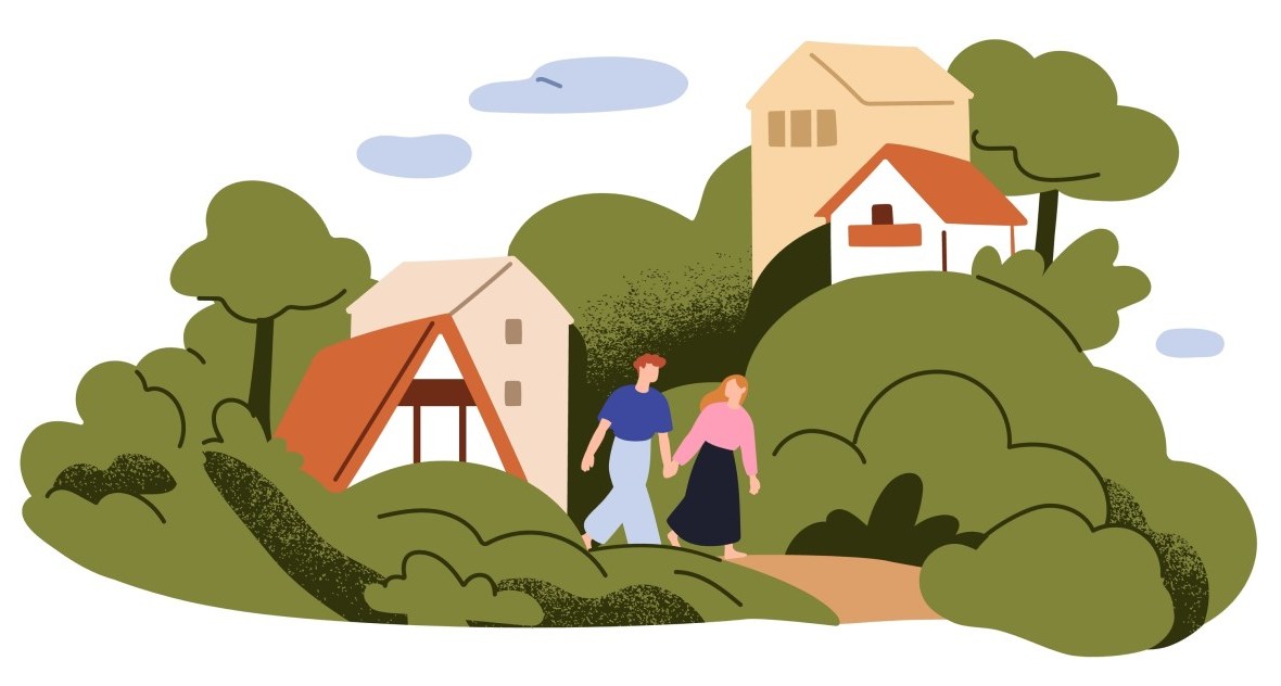 spațiile verzi. cuplu se plimbă în natura verde