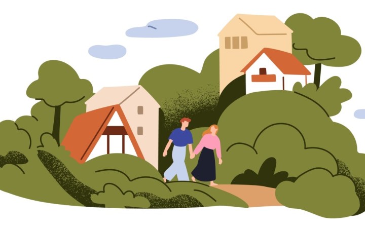 spațiile verzi. cuplu se plimbă în natura verde