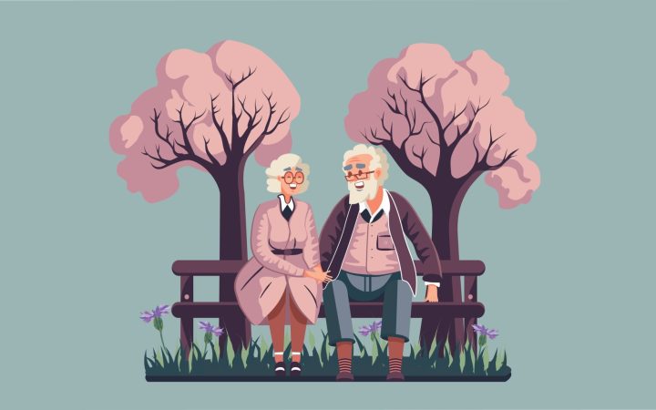 Relație longevivă - cuplu de vârstnici care se simt bine împreună