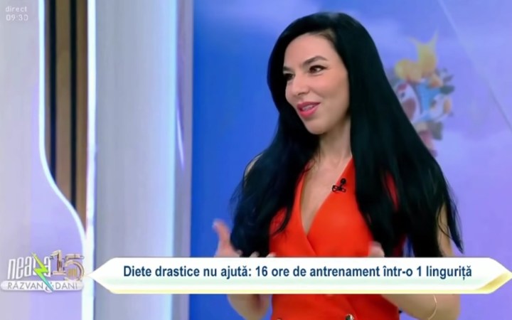 captură dintr-o reclamă deepfake care o ilustrează pe nutriționista Ruxandra Pleșea promovând un produs minune de slăbit la Neața cu Răzvan și Dani